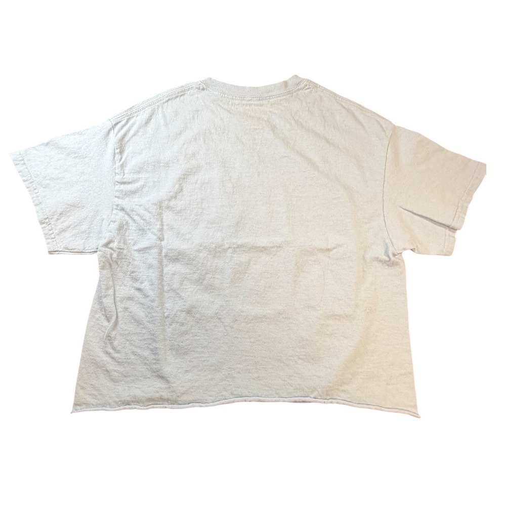 Peanuts Womens Graphic T-Shirt Light Blue Cropped Raw Hem Charlie Brown L K2 - Picture 4 of 6